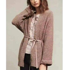 Moth Anthropologie Vallon Cardigan Brown Small Wool Blend Tie-Waist Sweater 1B